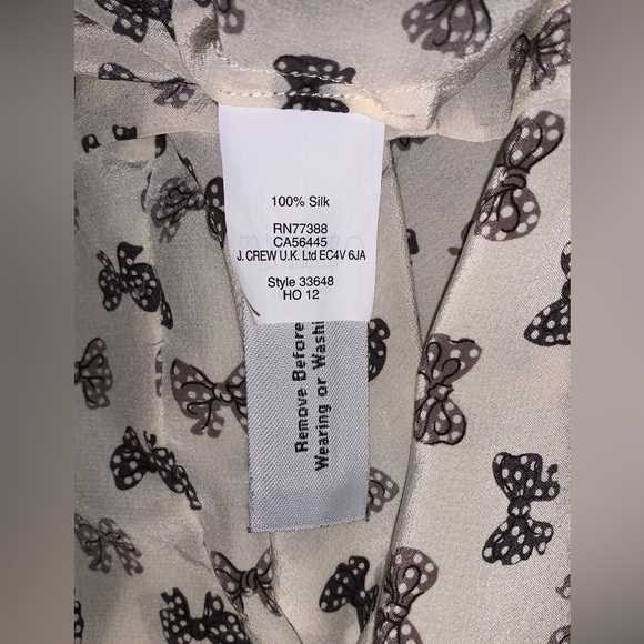 J. CREW Silk blouse with bows print, size 0 - Picture 9 of 14